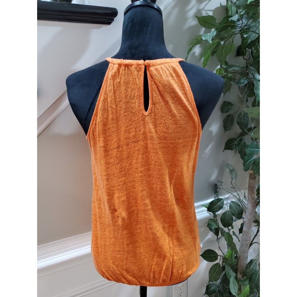 International Concepts Orange 100% Linen Round Neck Sleeveless Top Blouse Small - Picture 5 of 12